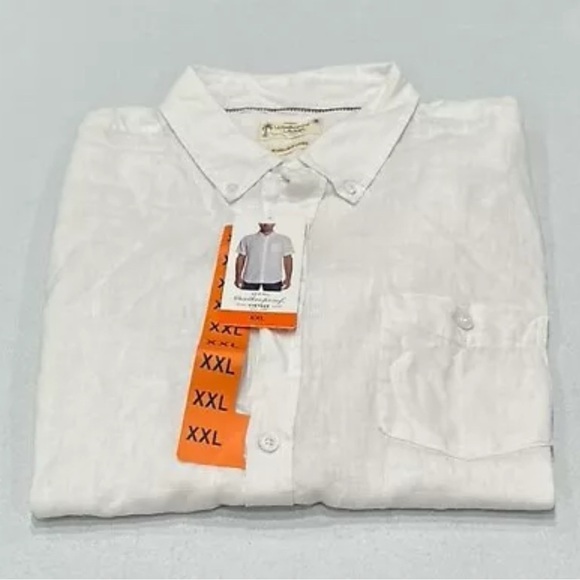 Weatherproof Vintage Men’s Washable Linen Short Sleeve Woven Shirt White XXL - Picture 5 of 9